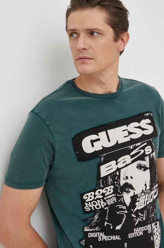 

Футболка из хлопка Guess, бирюзовый