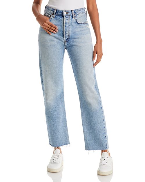 цена Укороченные прямые джинсы 90-х с завышенной талией цвета Ruminate AGOLDE, цвет Blue