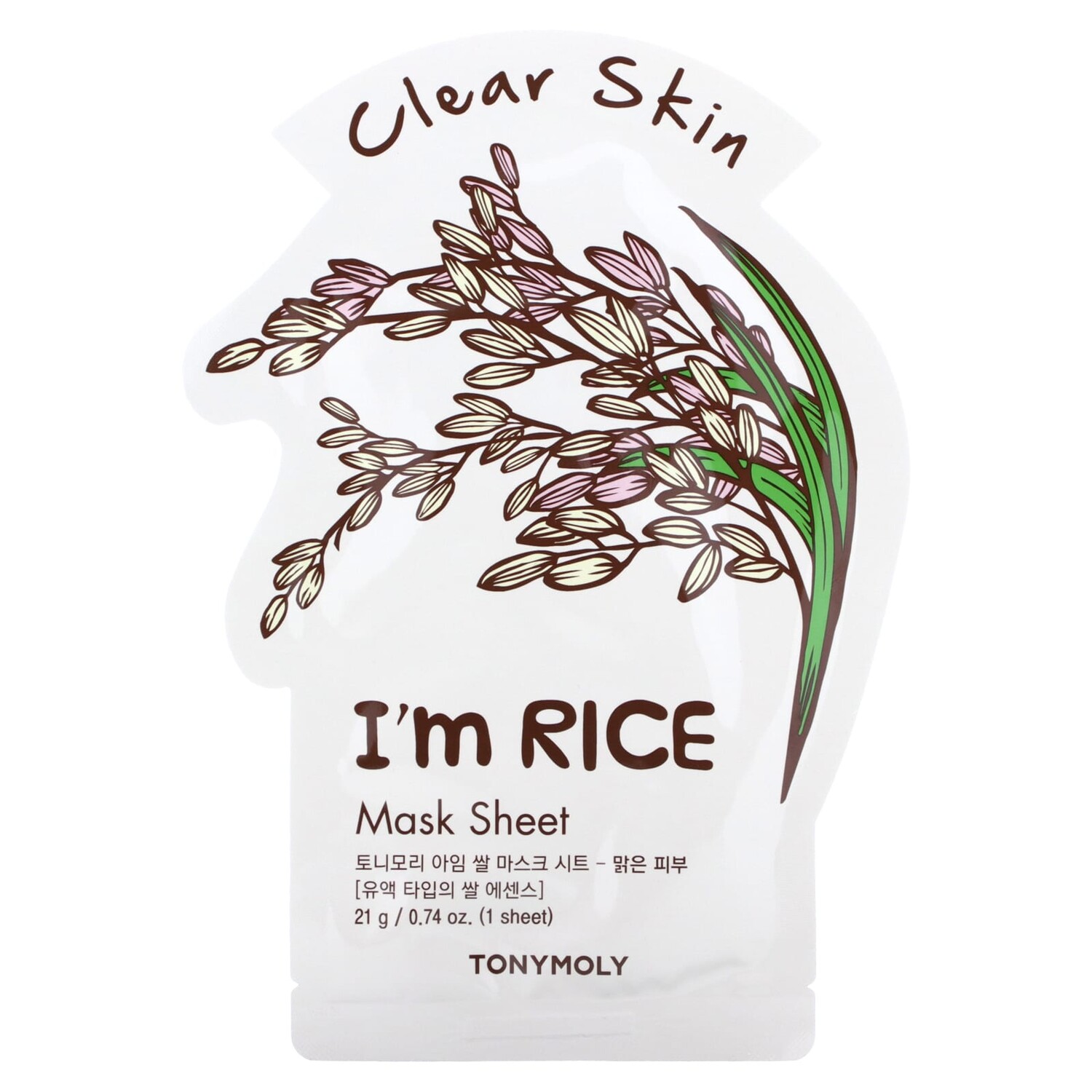 

I'm Rice, тканевая маска для чистой кожи, 1 шт., 21 г (0,74 унции), Tony Moly