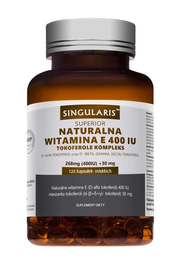 Singularis, Superior Natural Витамин E 400 UI Комплекс токоферолов, пищевая добавка, 120 капсул