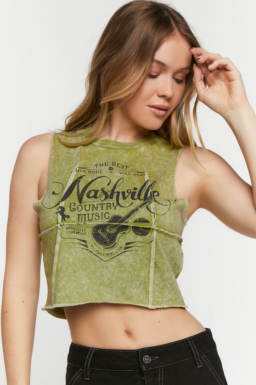 

Футболка Nashville с открытыми швами и рисунком мышц Forever 21