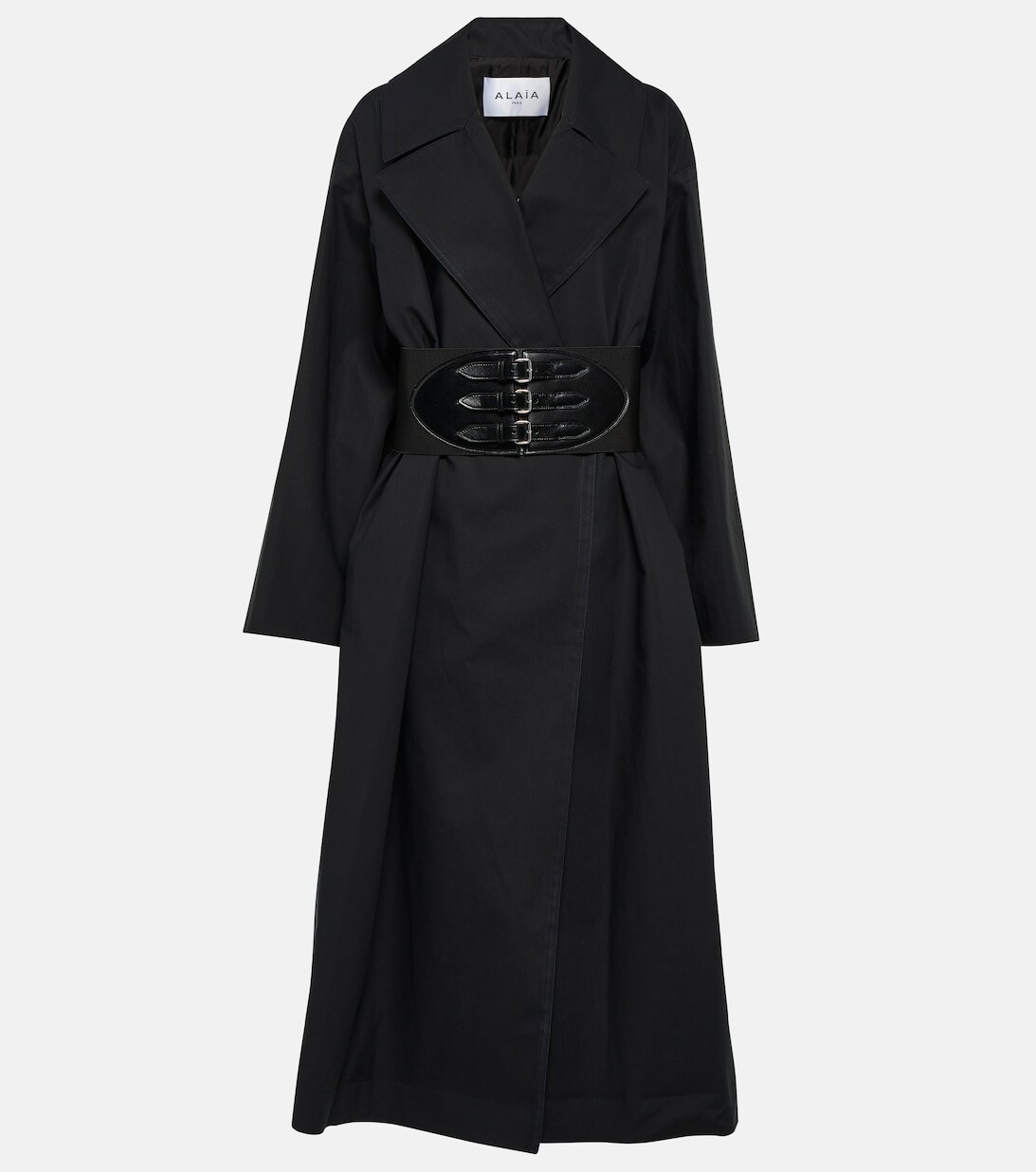 

Пальто из смесового хлопка с поясом ALAÏA, черный