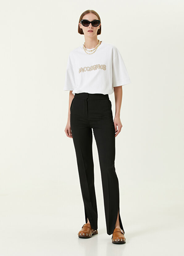 

Черные брюки с разрезами и завышенной талией Jacquemus, Черный, Черные брюки с разрезами и завышенной талией Jacquemus