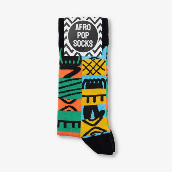 

Носки из эластичного хлопка с графическим рисунком Afropop Socks, черный