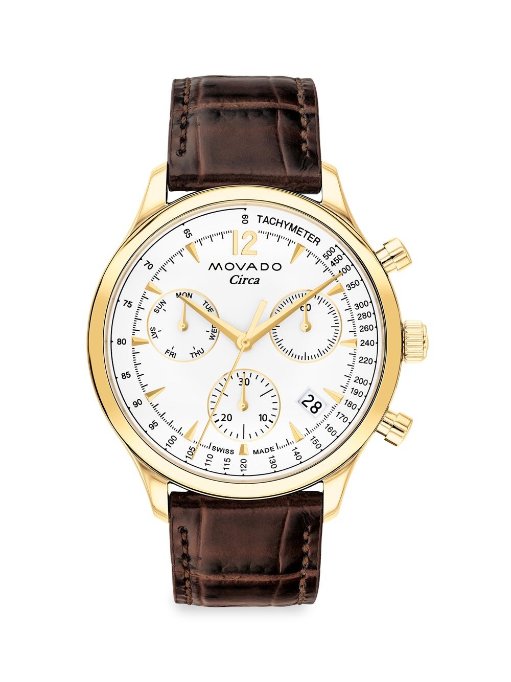 

Часы с хронографом Heritage Circa с кожаным ремешком Movado, белый