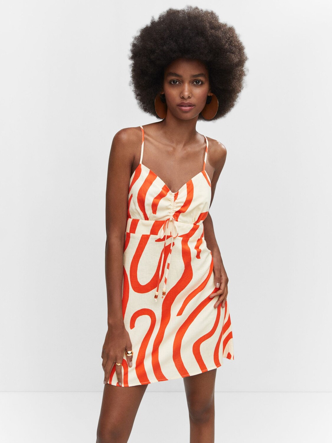 

Мини-платье из льняной смеси Mango Pepita Swirl, светло-бежевый