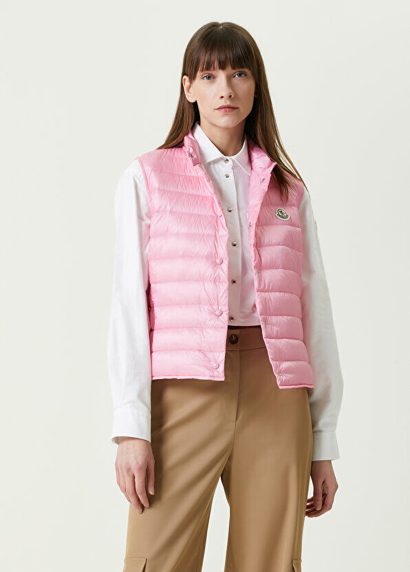 

Розовый пуховый жилет с воротником-стойкой liane Moncler