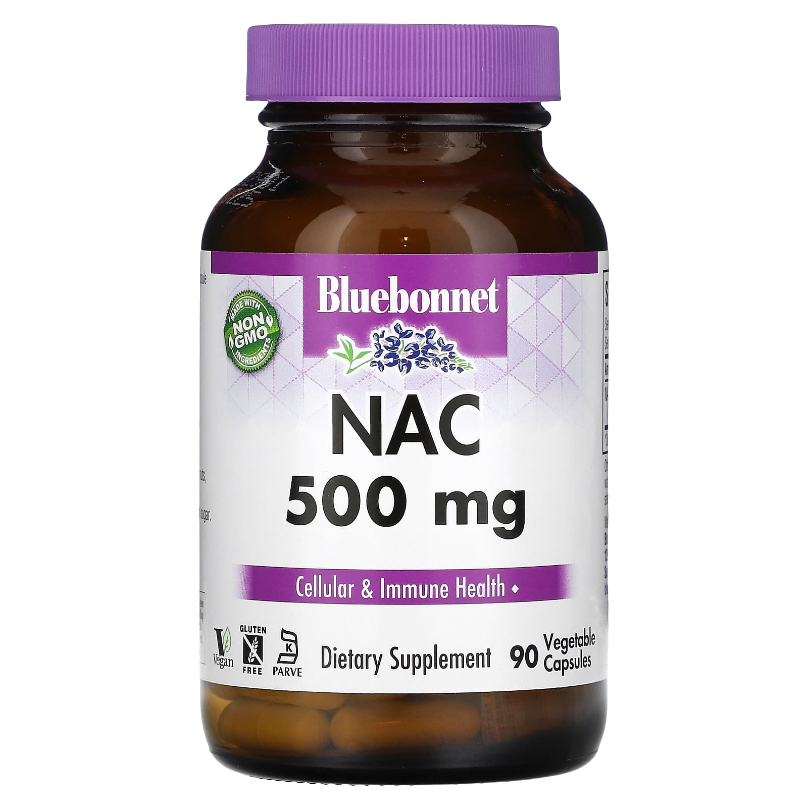 

NAC, 500 мг, 90 растительных капсул, Bluebonnet Nutrition