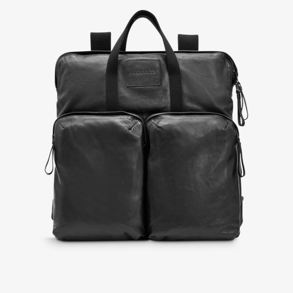 Кожаный рюкзак force с несколькими карманами Allsaints, черный рюкзак мужской кожаный большой емкости с несколькими карманами