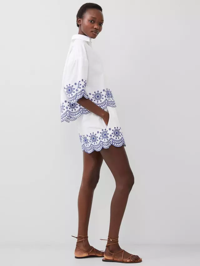 

Рубашка French Connection Alissa Embroidered Cotton Popover, цвет linen white
