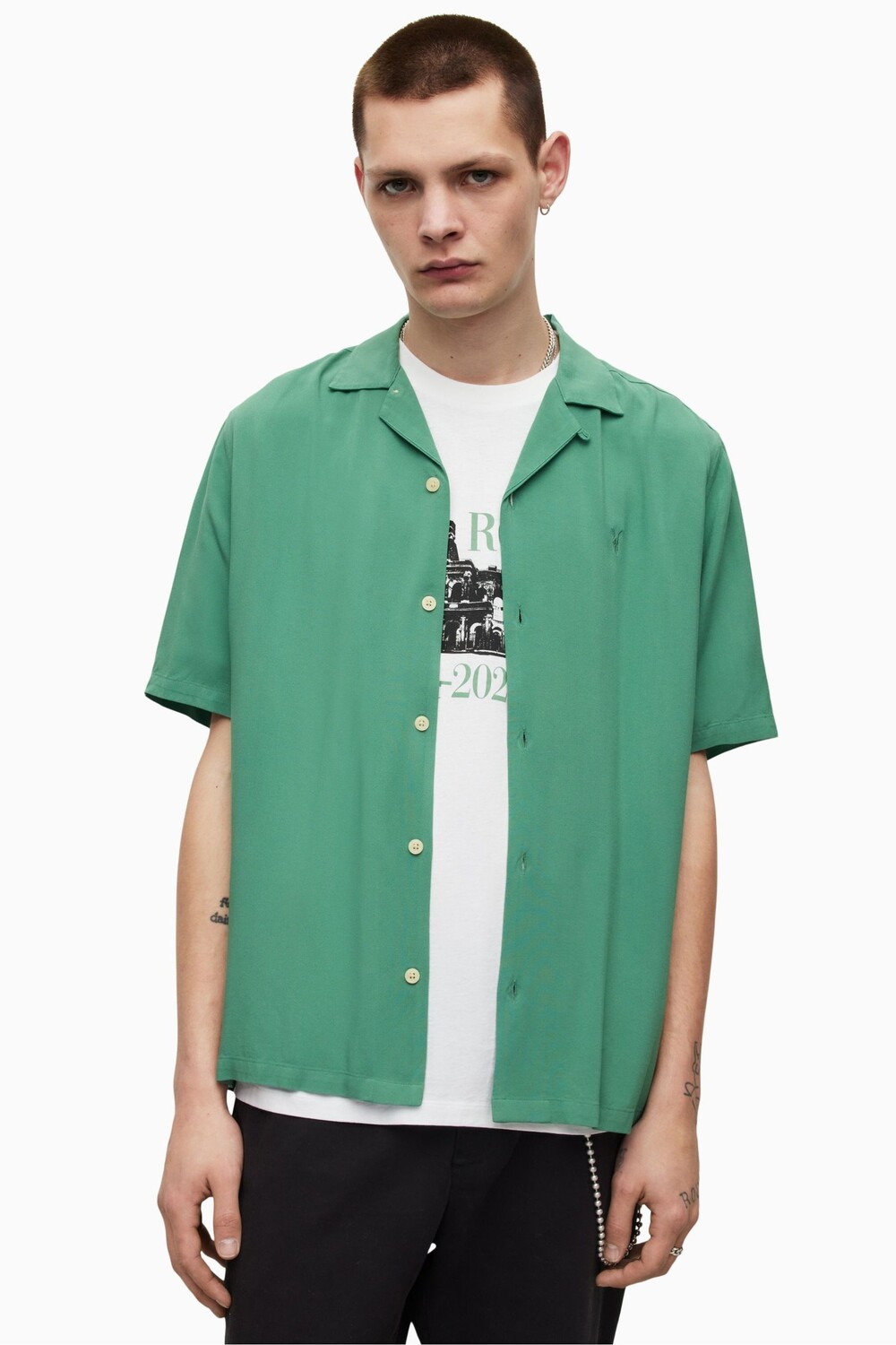 

AllSaints Venice зеленая рубашка с короткими рукавами All Saints, зеленый