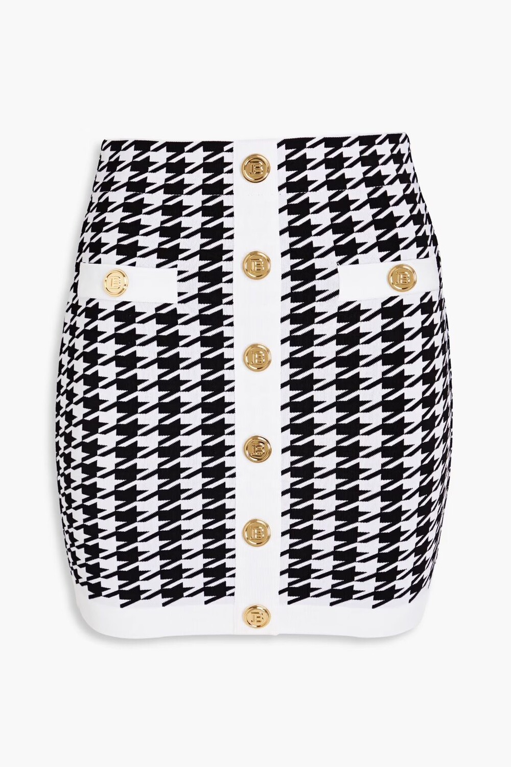 

Жаккардовая мини-юбка с декором в ломаную клетку Balmain, черный