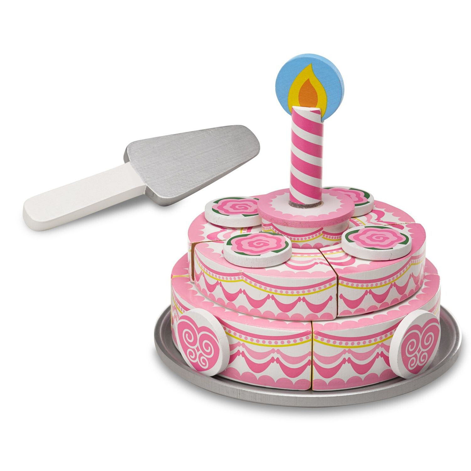 Игрушечные тортики. Набор продуктов с посудой Melissa & Doug Triple-layer Party Cake 4069. Игрушечный торт. Игрушечный тортик для детей. Игровой набор праздничный торт.