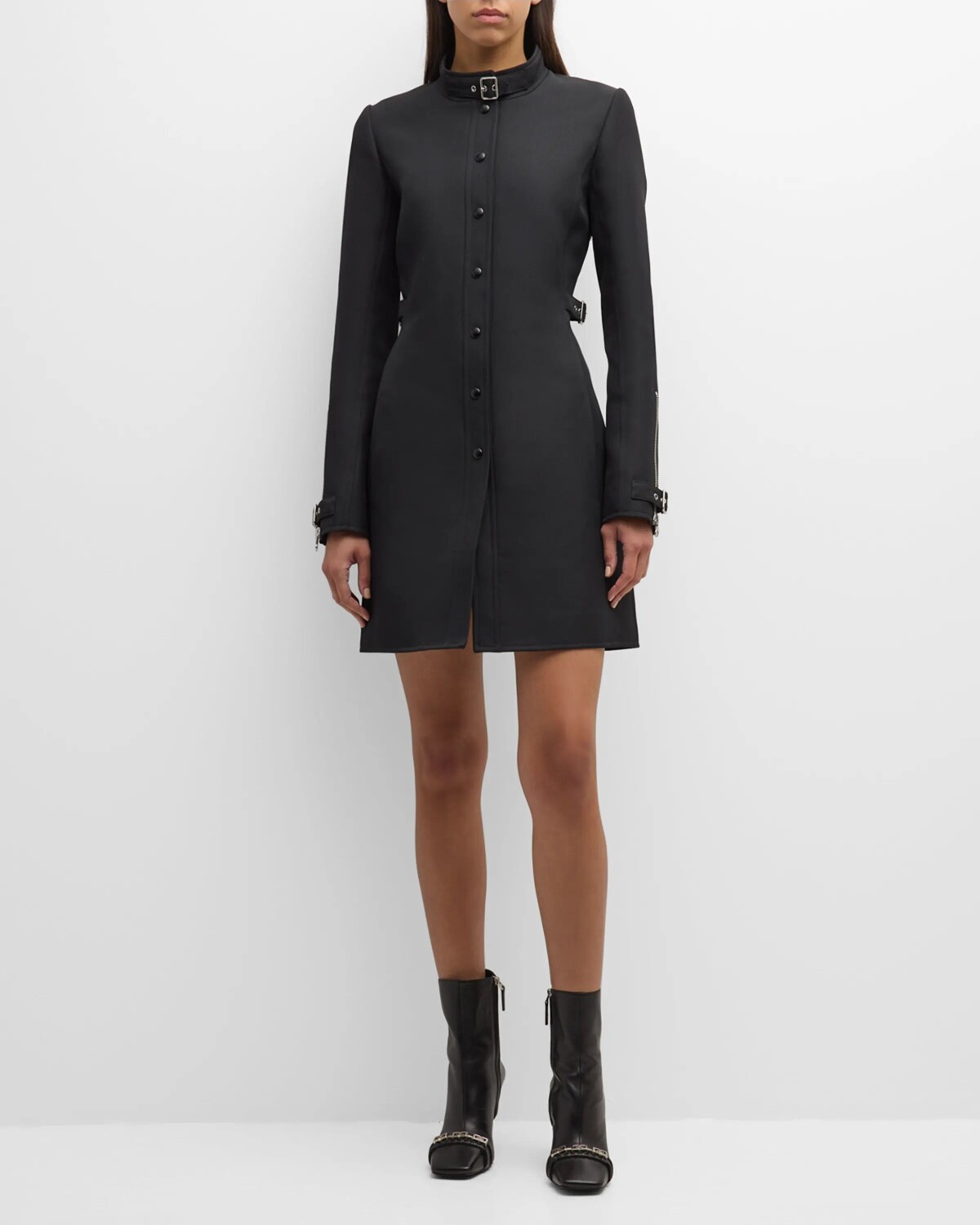 

Однобортное пальто из твила с пряжкой Courreges, цвет Black