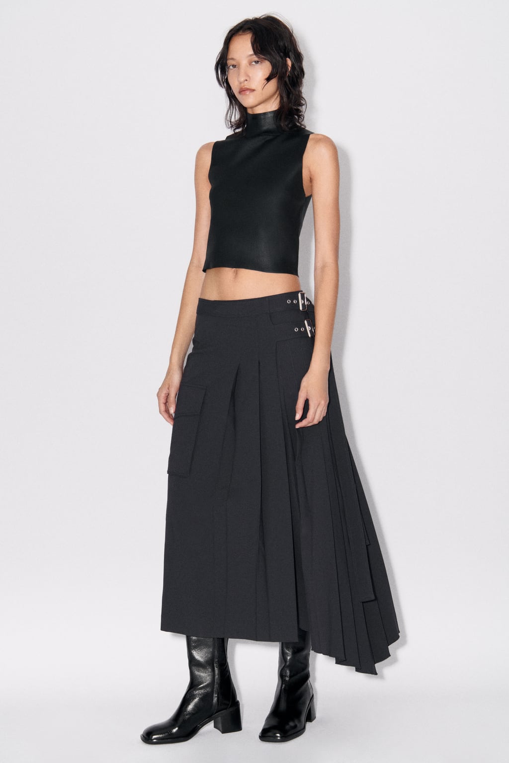

Минималистичная асимметричная юбка Zw Collection ZARA, серый