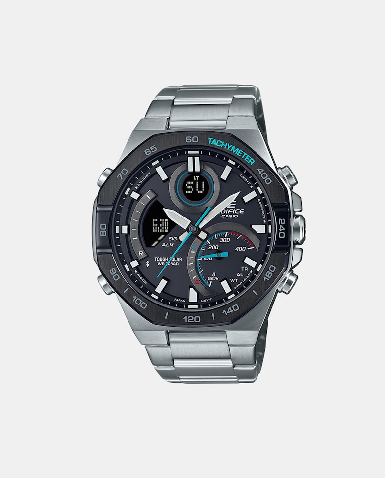 Edifice ECB950DB1AEF Солнечные мужские часы с хронографом из стали Casio, серебро