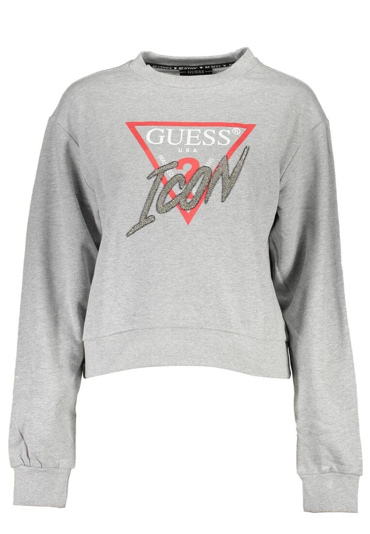 

Хлопковая толстовка с логотипом и деталями из стразов Guess, серый