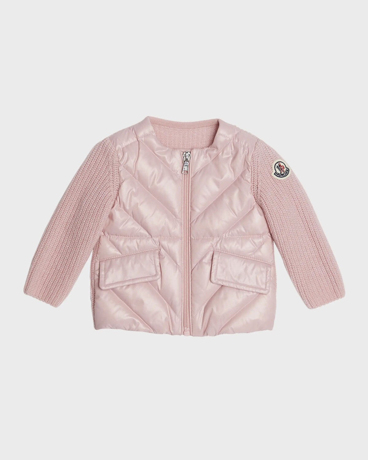 

Комбинированный кардиган из шерсти для девочек, размер 6M-3 Moncler, розовый