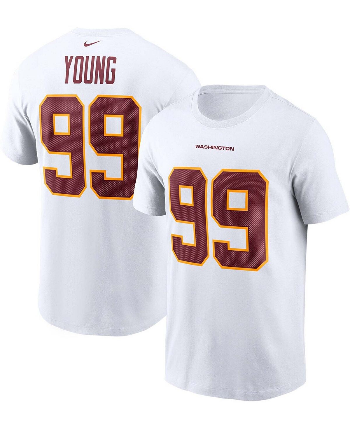 

Мужская футболка Chase Young White Washington Football Team с названием и номером Nike