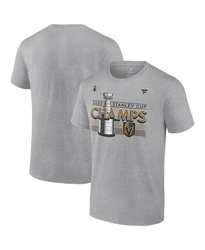 

Мужская футболка с логотипом Heather Grey Vegas Golden Knights Кубка Стэнли Чемпионов 2023 в раздевалке Fanatics, цвет Heather Gray