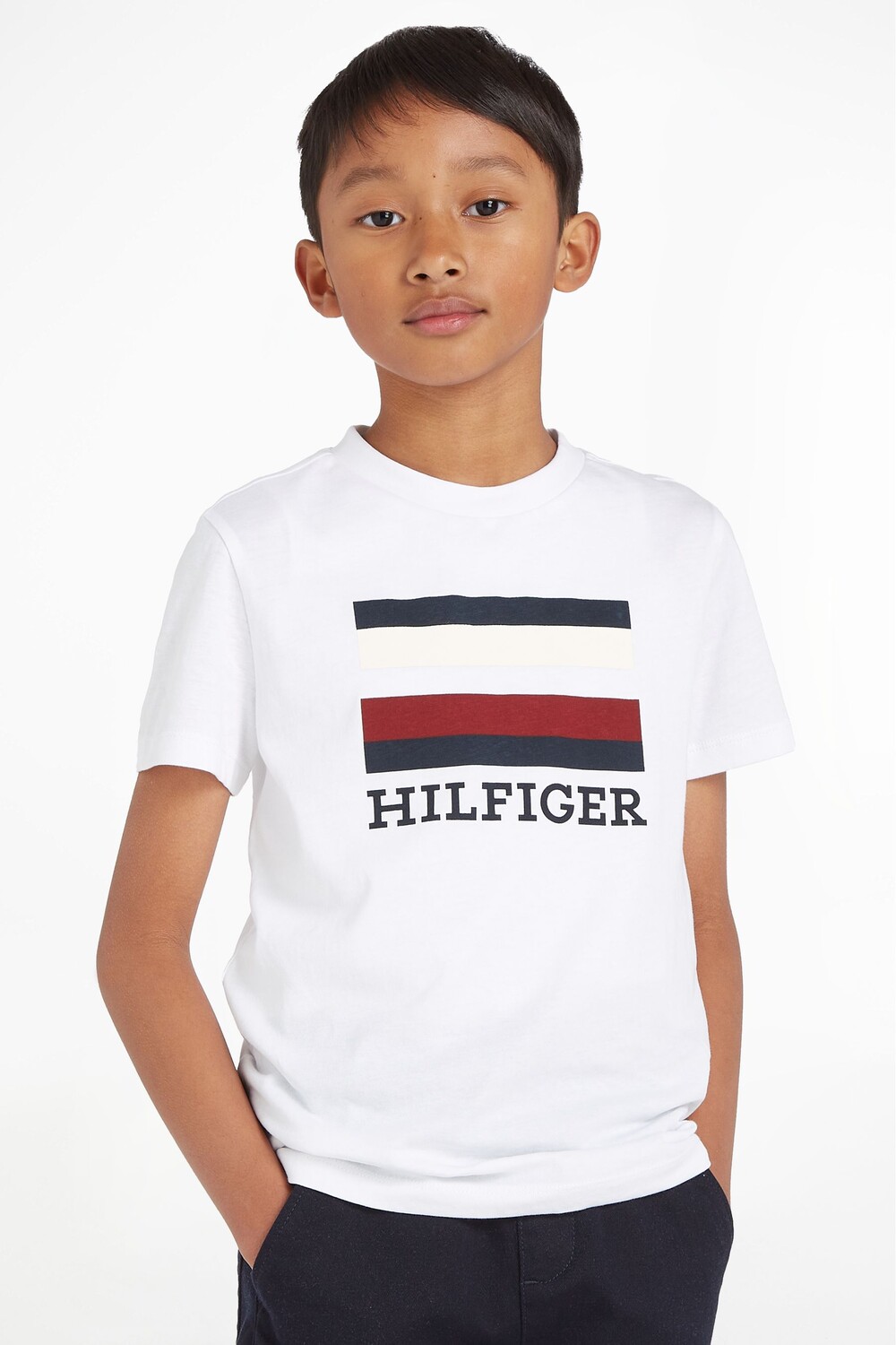 

Белая футболка для мальчика с логотипом Tommy Hilfiger, белый