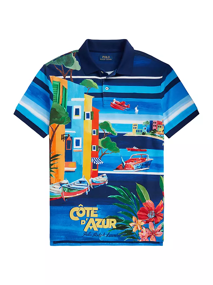 

Рубашка поло из сетки с принтом Polo Ralph Lauren, цвет le grand blue