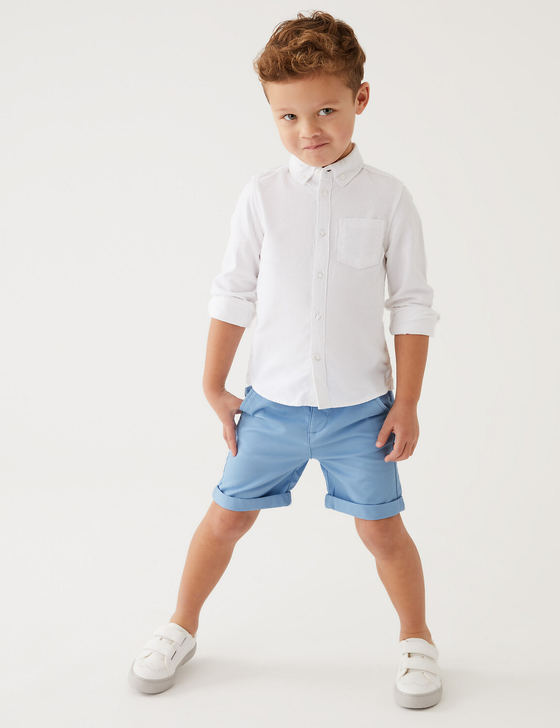

Хлопковые шорты-чиносы (2–8 лет) Marks & Spencer, синий