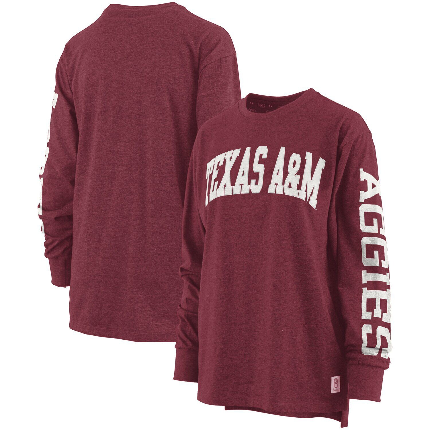 

Женская футболка Pressbox Maroon Texas A&M Aggies Plus Size Two-Hit Canyon с длинными рукавами