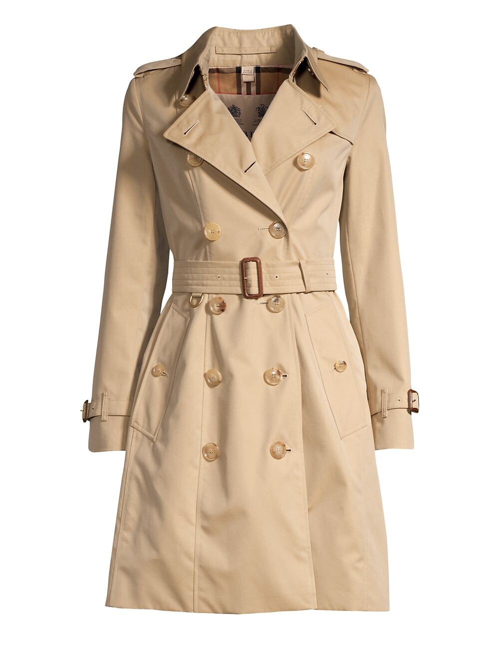 

Двубортное пальто челси с поясом Burberry, Коричневый