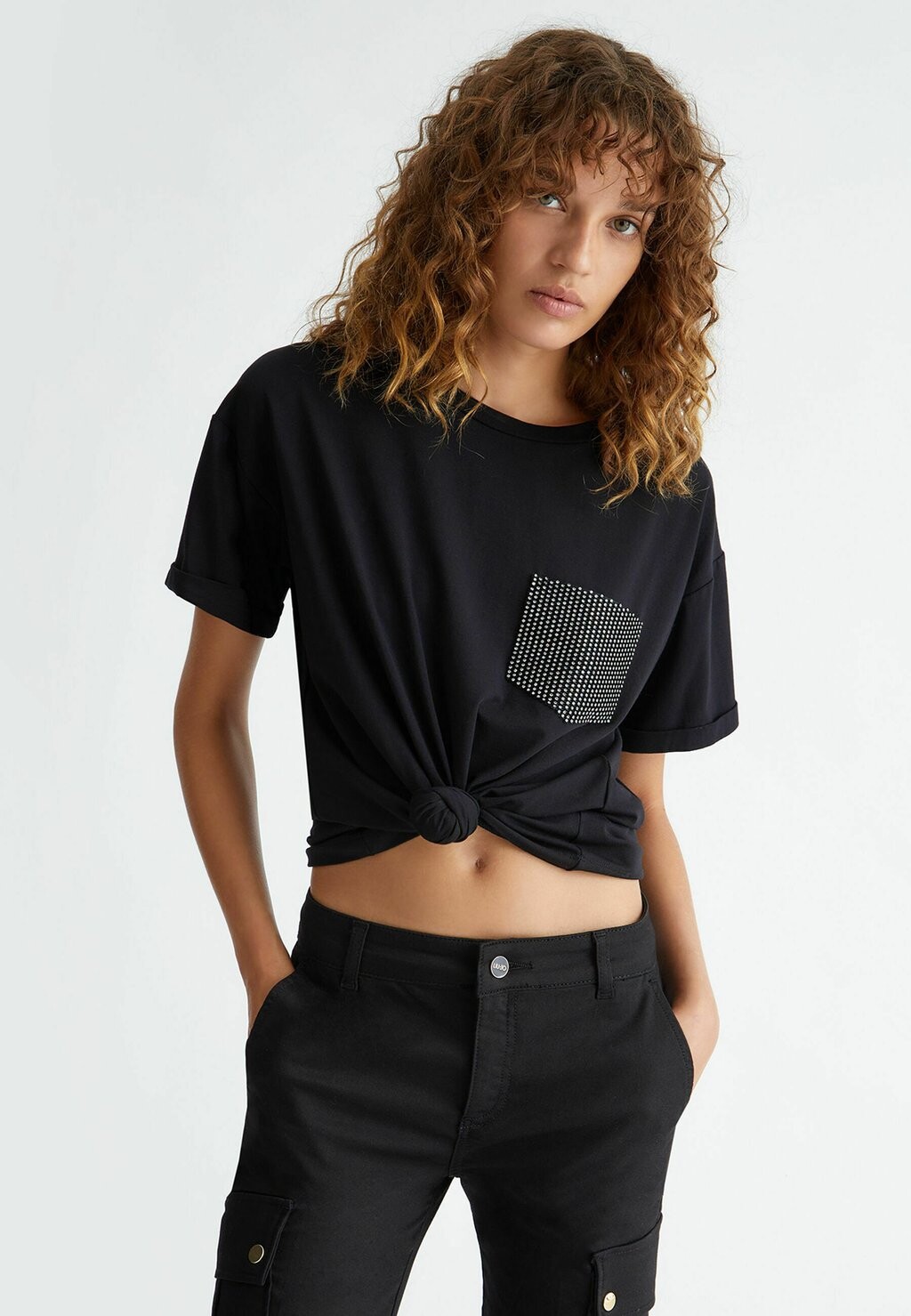 

Футболка с принтом With Rhinestones LIU JO, цвет black studded pocket
