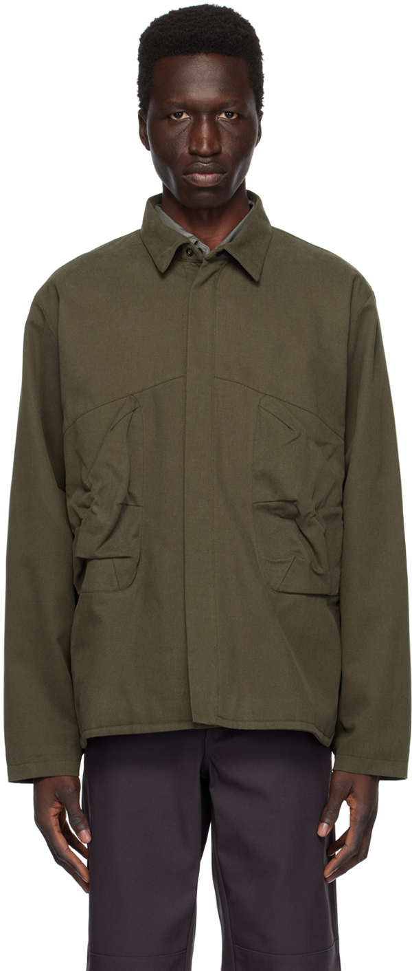 Куртка цвета хаки с раздвинутым воротником Gr10K