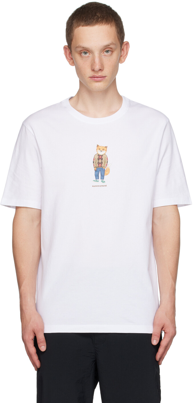 

Белая футболка с лисой Maison Kitsune, Белый