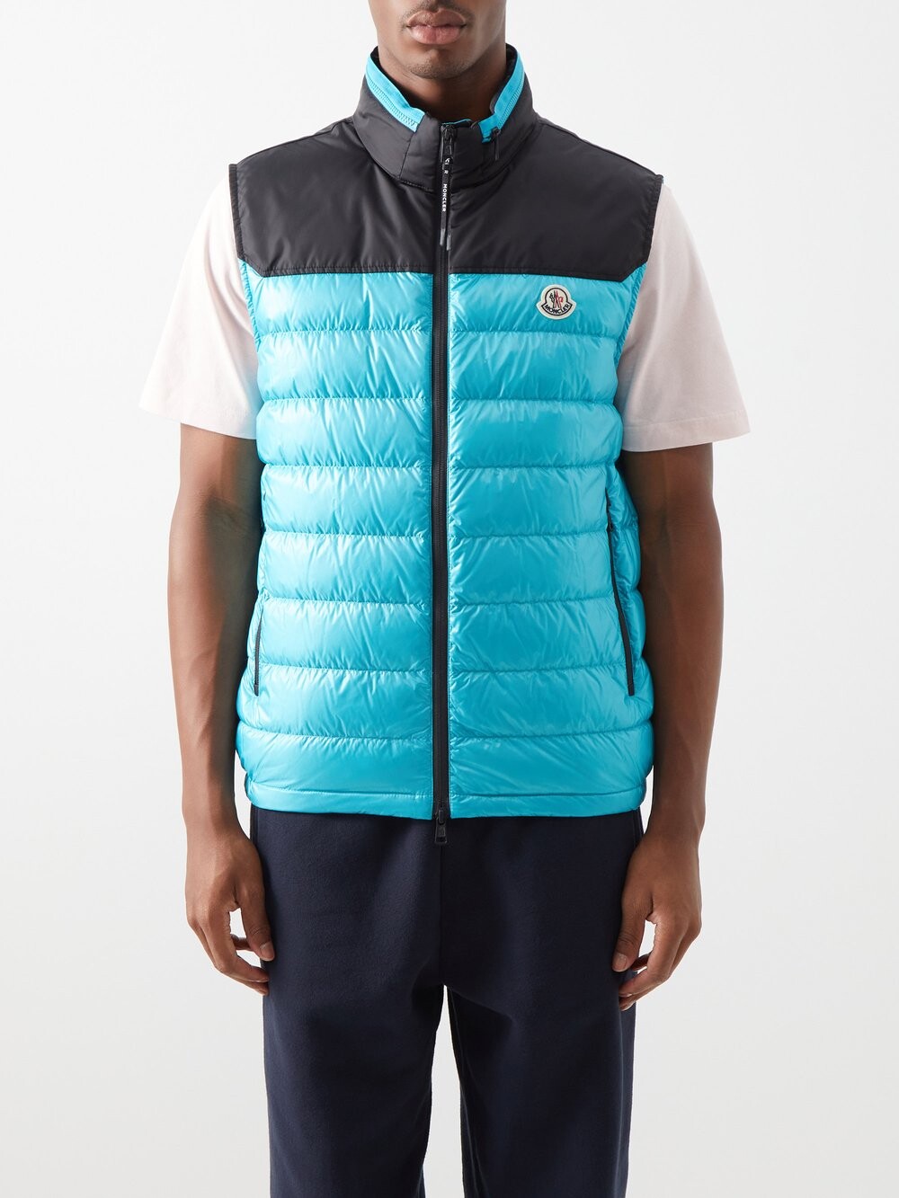

Стеганый пуховый жилет с нашивкой-логотипом ortac Moncler, синий