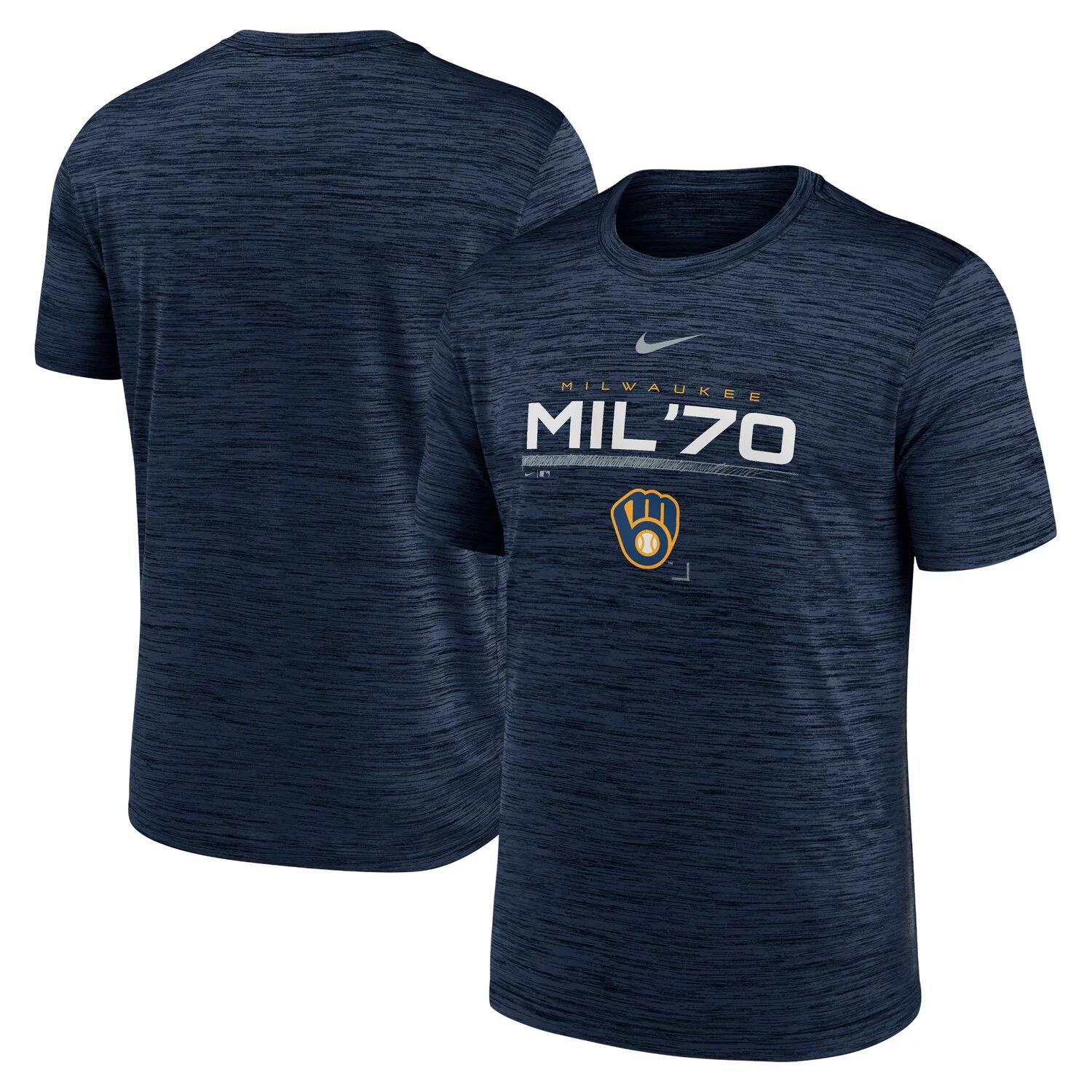 цена Мужская темно-синяя футболка Milwaukee Brewers с надписью Velocity Performance Nike