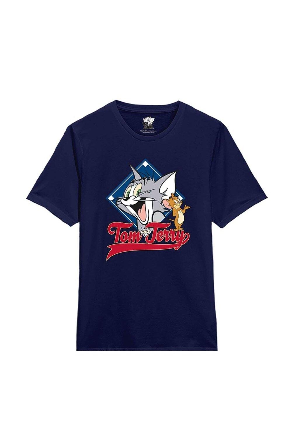 

Классическая футболка в стиле ретро Tom & Jerry, синий