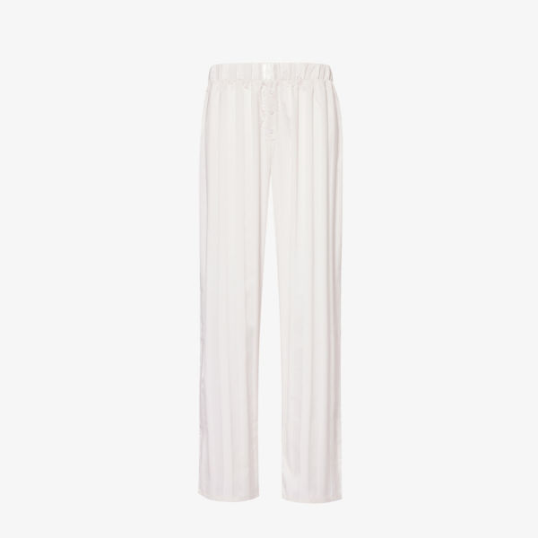 Полосатые пижамные брюки свободного кроя из эластичного переработанного полиэстера Lounge Underwear, цвет pearl фотографии