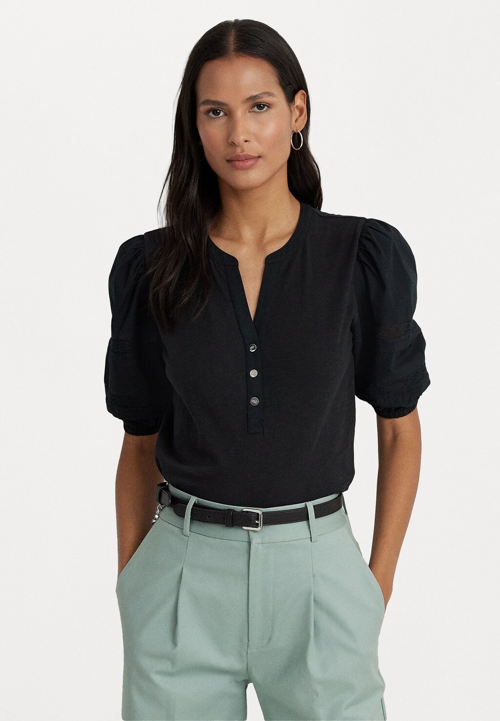 

Футболка с принтом DASERLAY ELBOW SLEEVE Lauren Ralph Lauren, цвет black