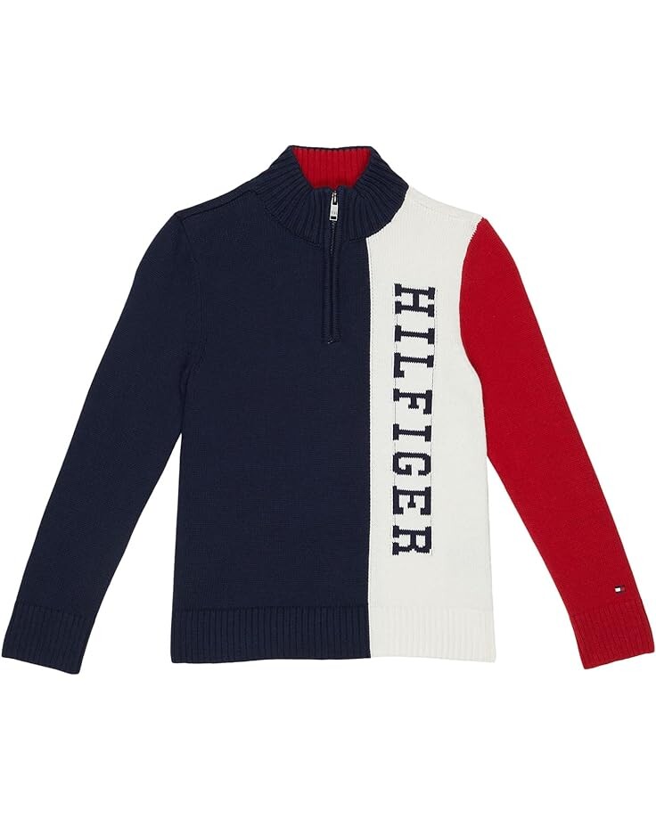 

Свитер Tommy Hilfiger 1/4 Zip Solid H Logo Sweater, цвет Navy Blazer
