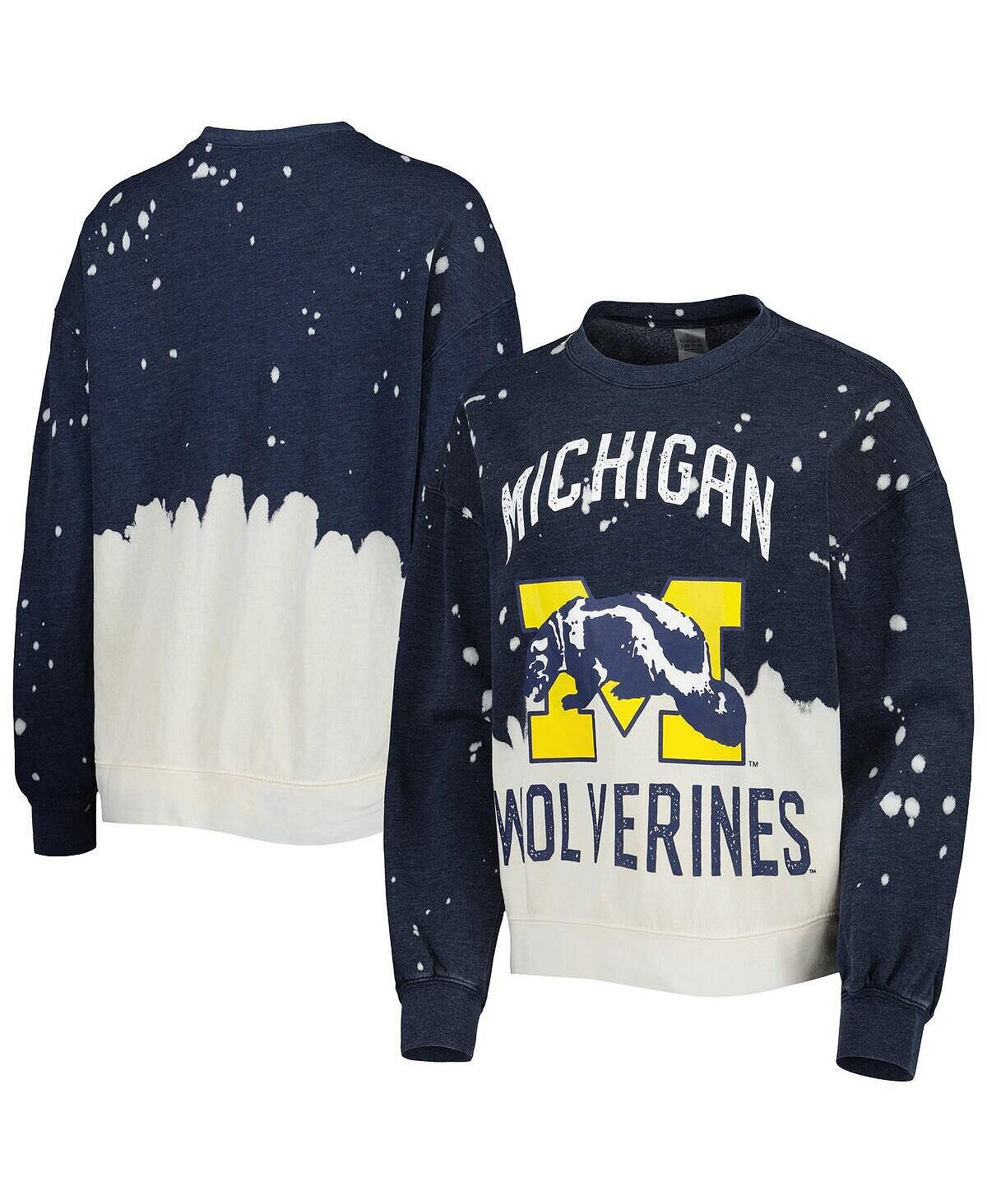 

Женский темно-синий пуловер с выцветшим рисунком Michigan Wolverines Twice As Nice Gameday Couture, темно-синий