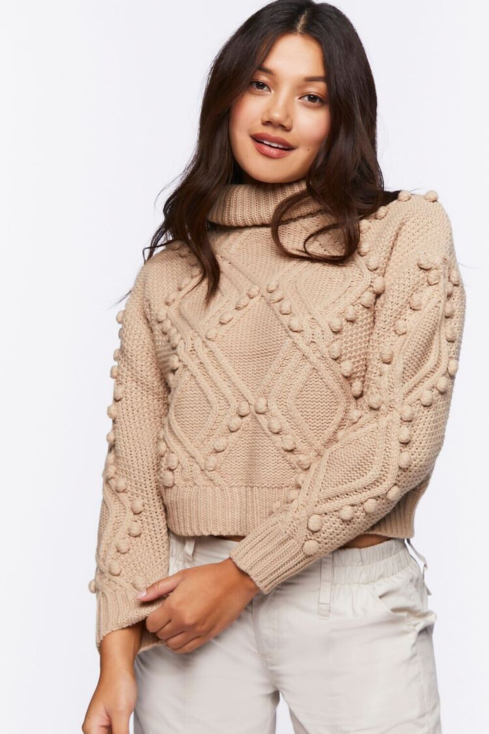 

Свитер изнаночной и шаровой вязки Forever 21, хаки