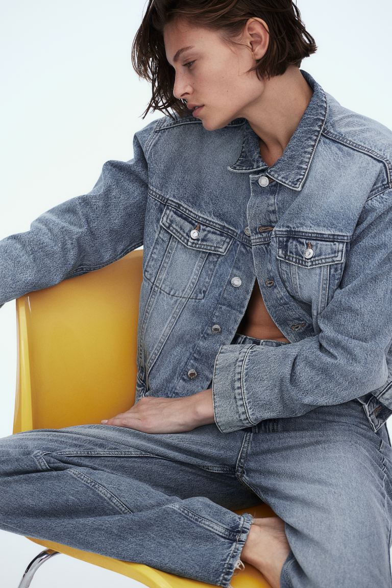 Короткая джинсовая куртка H&M, синий