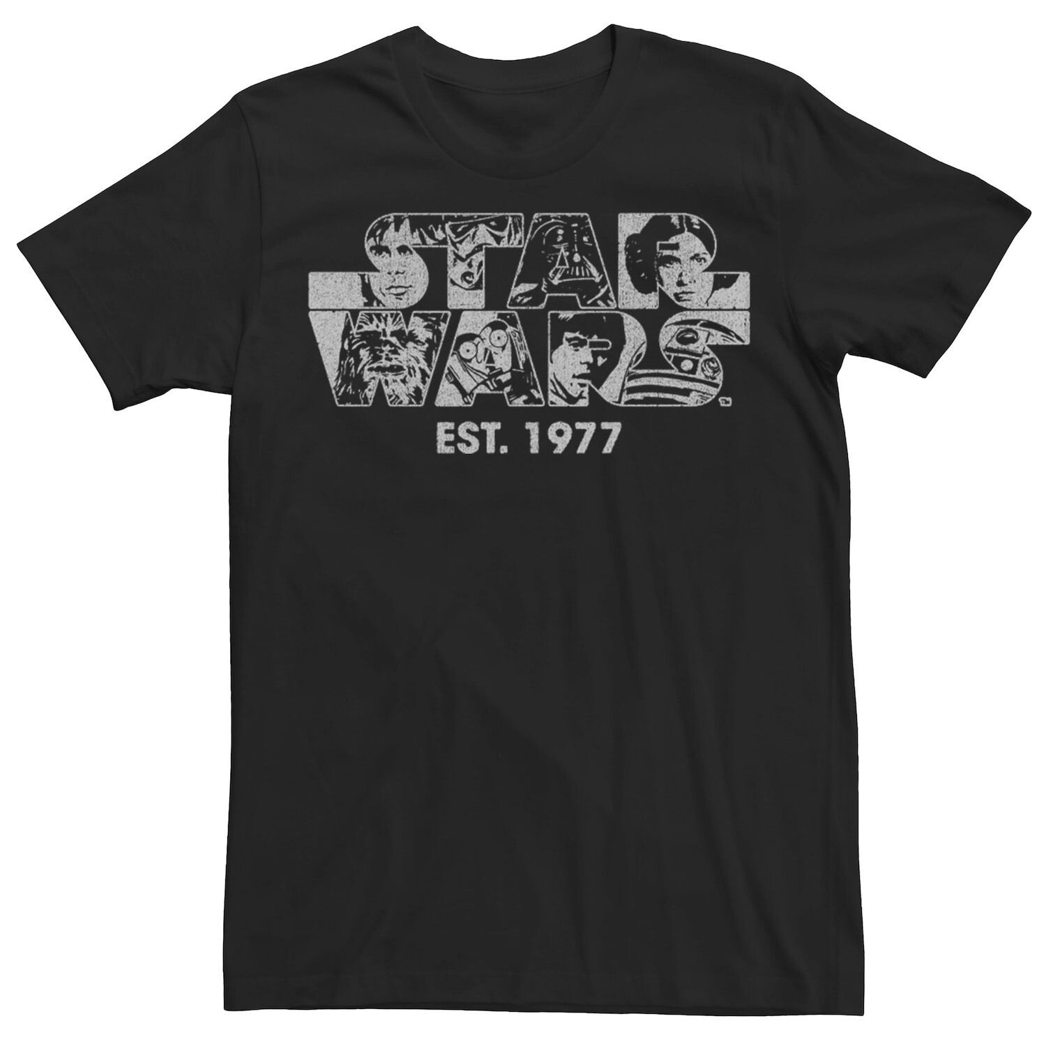 Мужской логотип Star Wars Cast Logo Star Wars Est. Футболка 1977 года ...