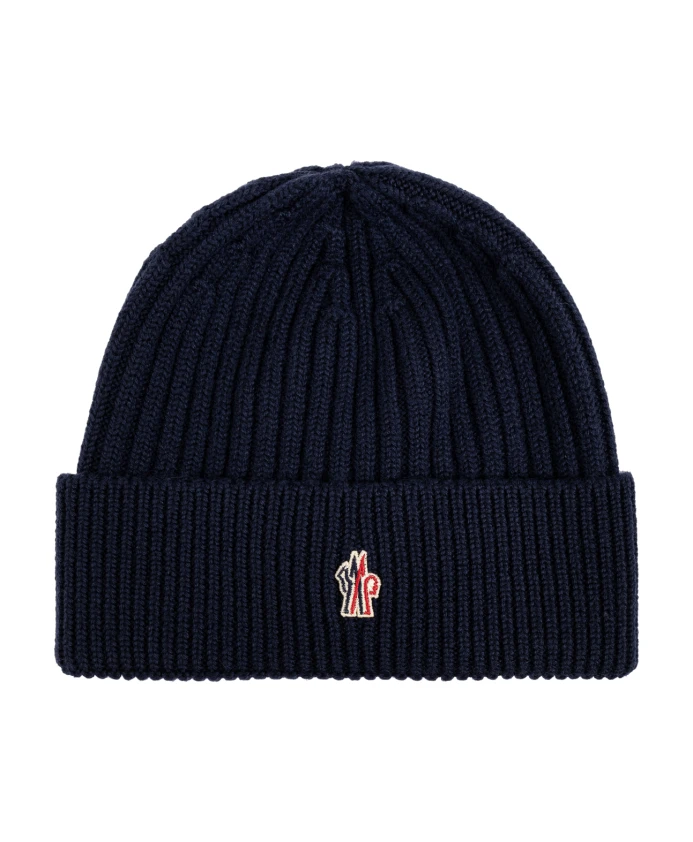 

Шерстяная шапка с логотипом Moncler, синий
