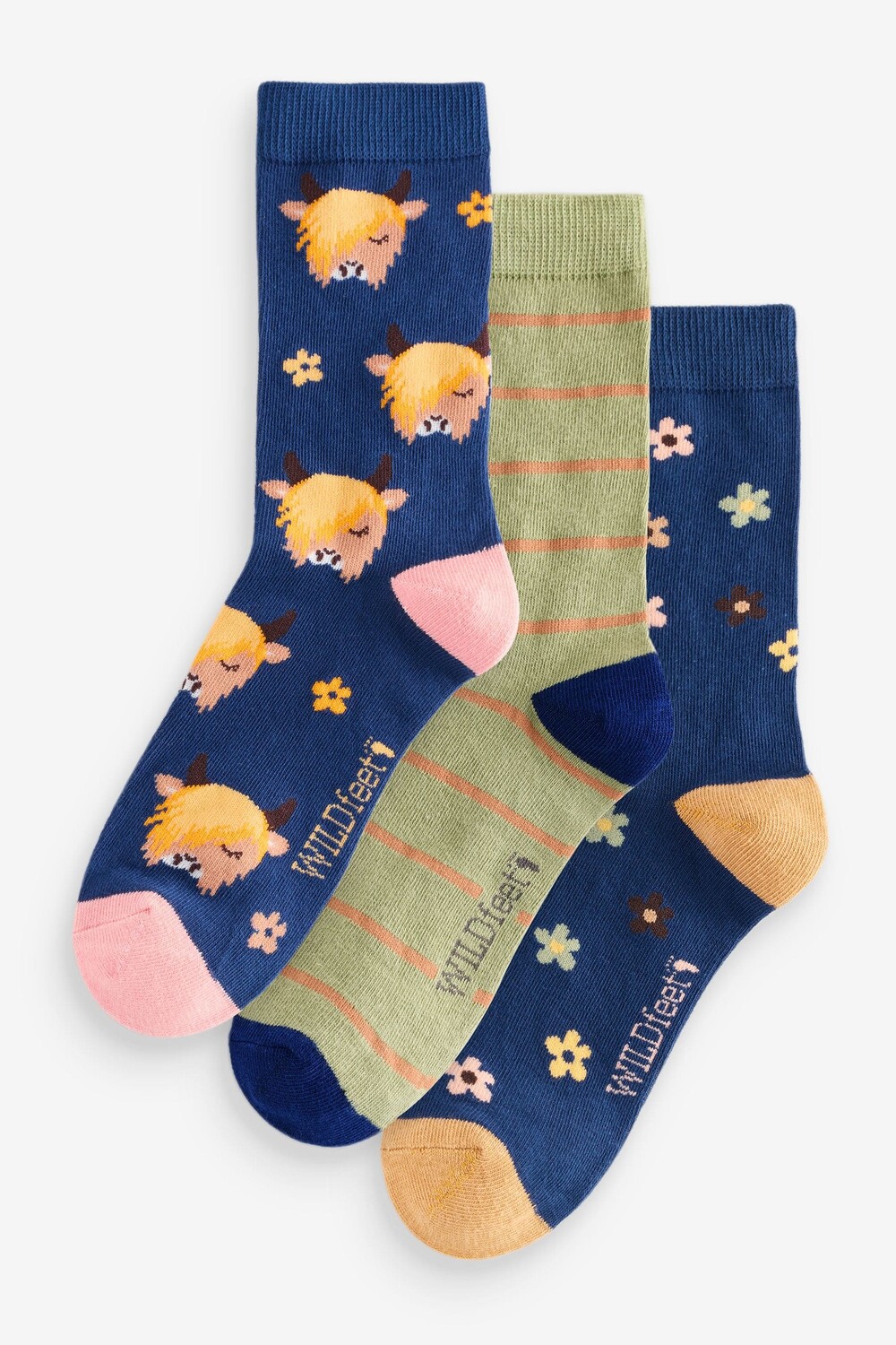 

Носки из коровьей шерсти, 3 упаковки Wild Feet, синий