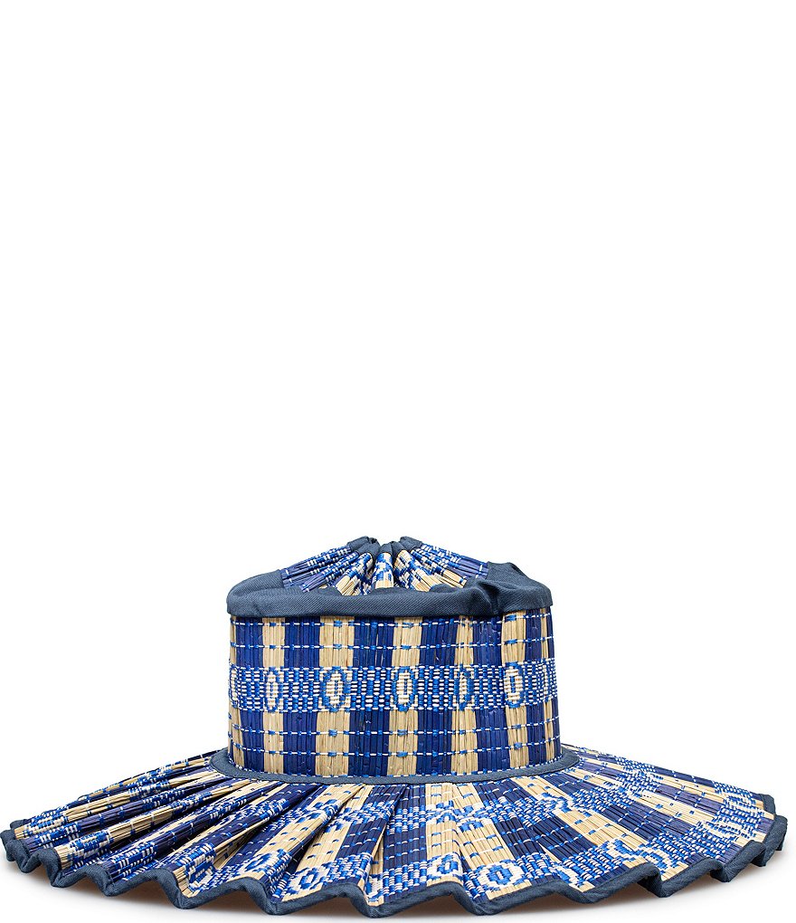 Lorna Murray Плиссированная солнцезащитная шляпа-капри в средиземноморском стиле макси, синий цена и фото