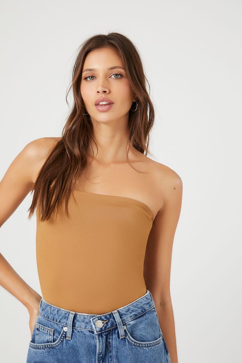 

Облегающее боди-труба с контуром Forever 21, капучино