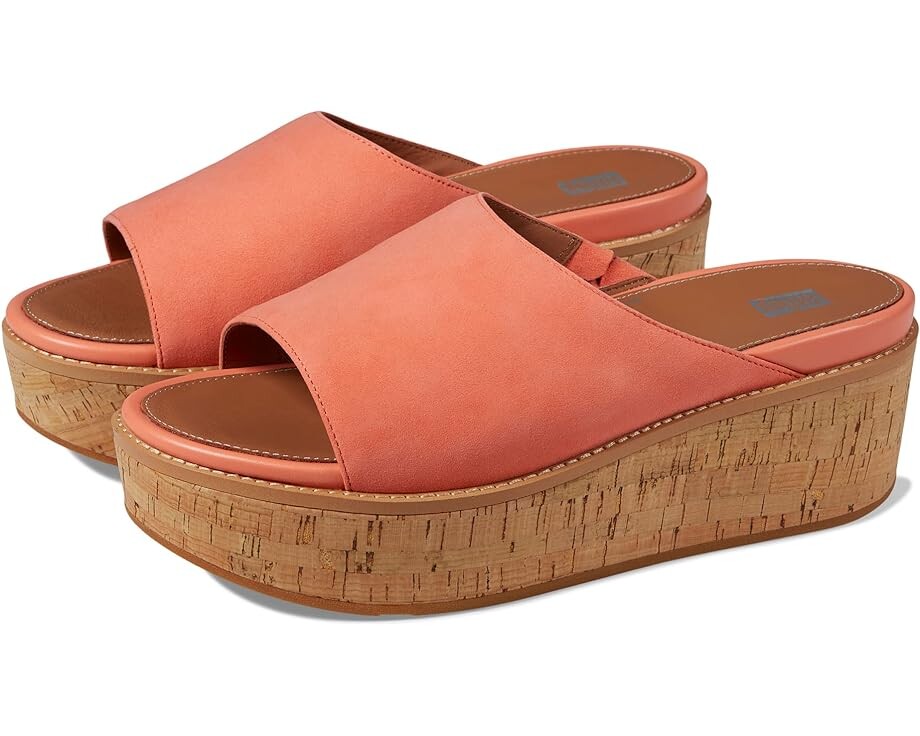 

Туфли FitFlop Eloise Cork-Wrap Suede Wedge Slides, цвет Sunshine Coral