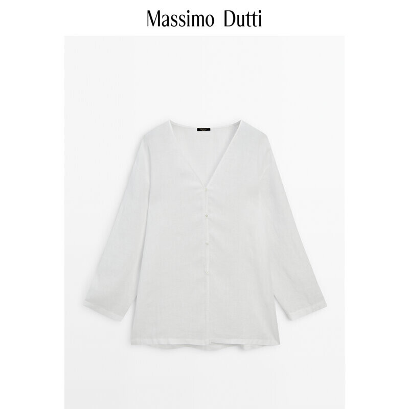 

Рубашка женская Massimo Dutti с v-образным вырезом, белый
