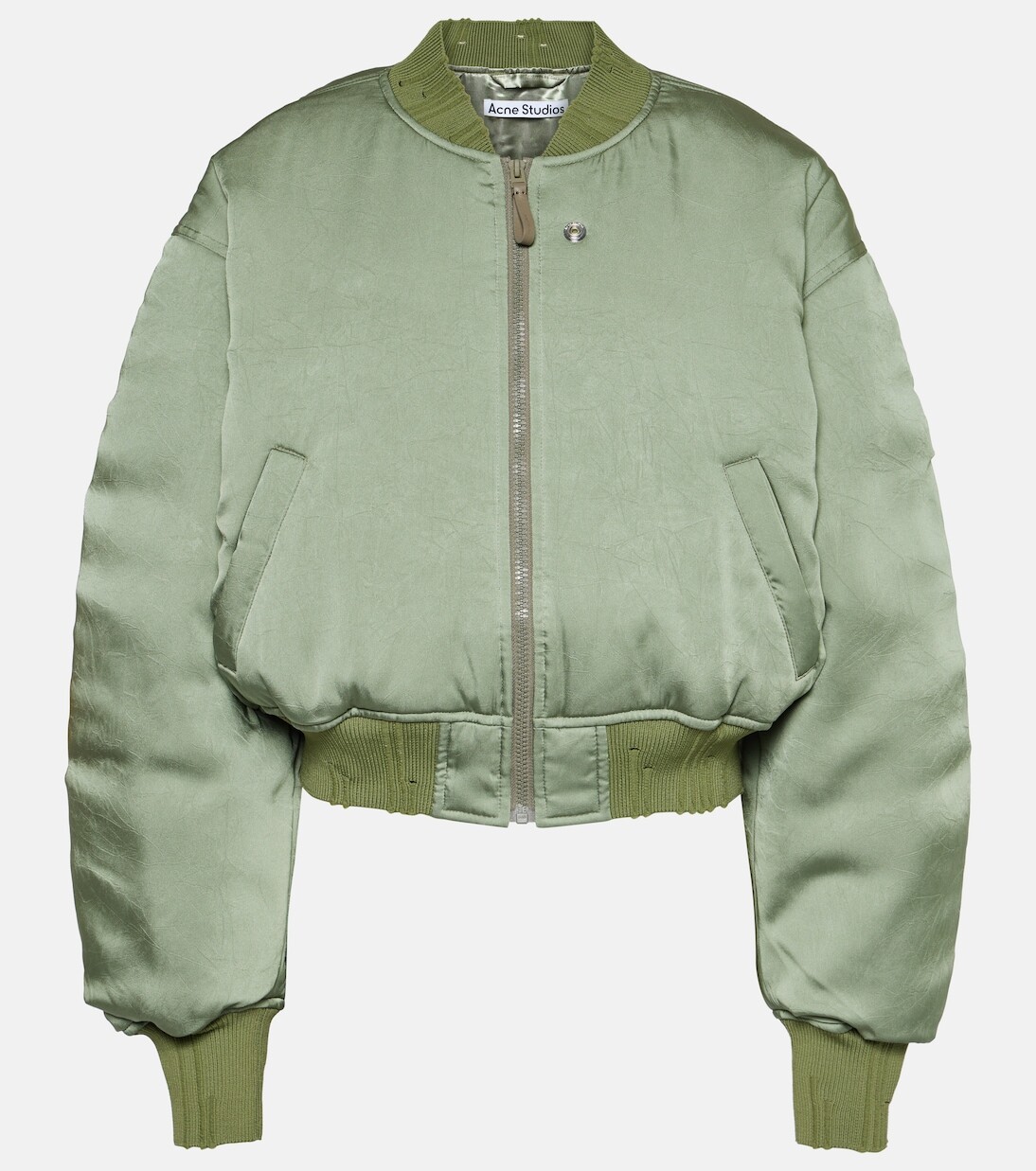 

Утепленный атласный бомбер onber Acne Studios, зеленый