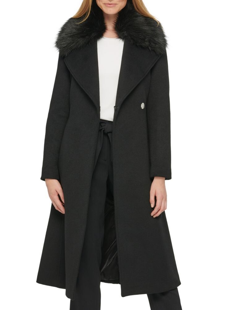 

Пальто с поясом и отделкой из искусственного меха Karl Lagerfeld Paris, черный